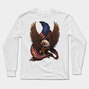 eagle with american flag Long Sleeve T-Shirt